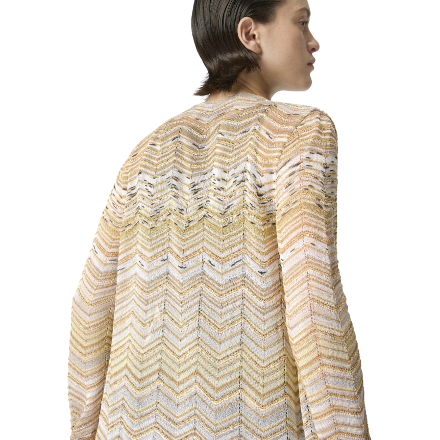 Cardigan MISSONI en viscose lamé à motif chevron paillette doré