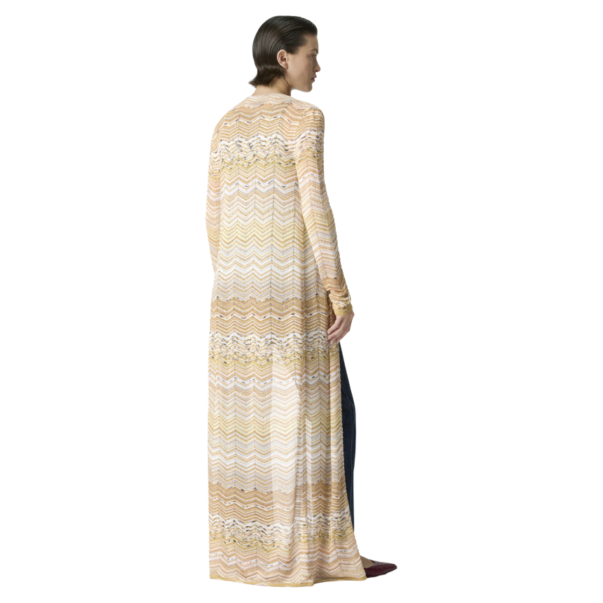 Cardigan MISSONI en viscose lamé à motif chevron paillette doré