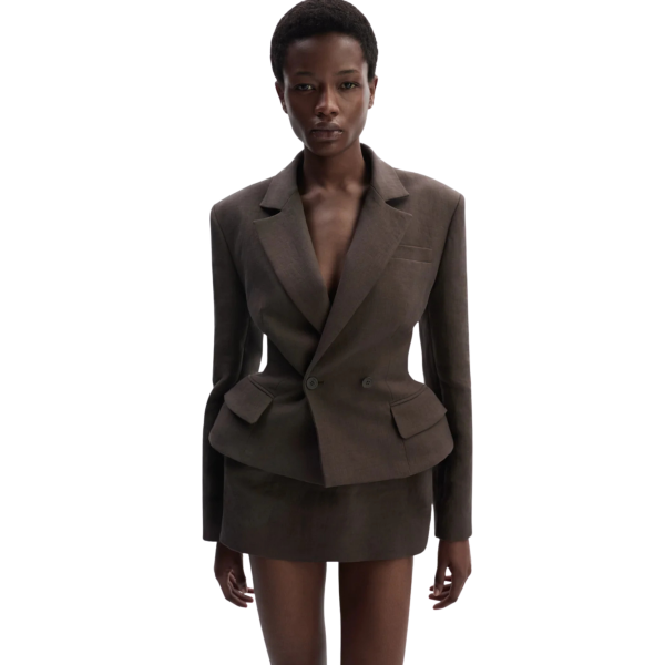 Blazer court cintré MAGDA BUTRYM lin marron