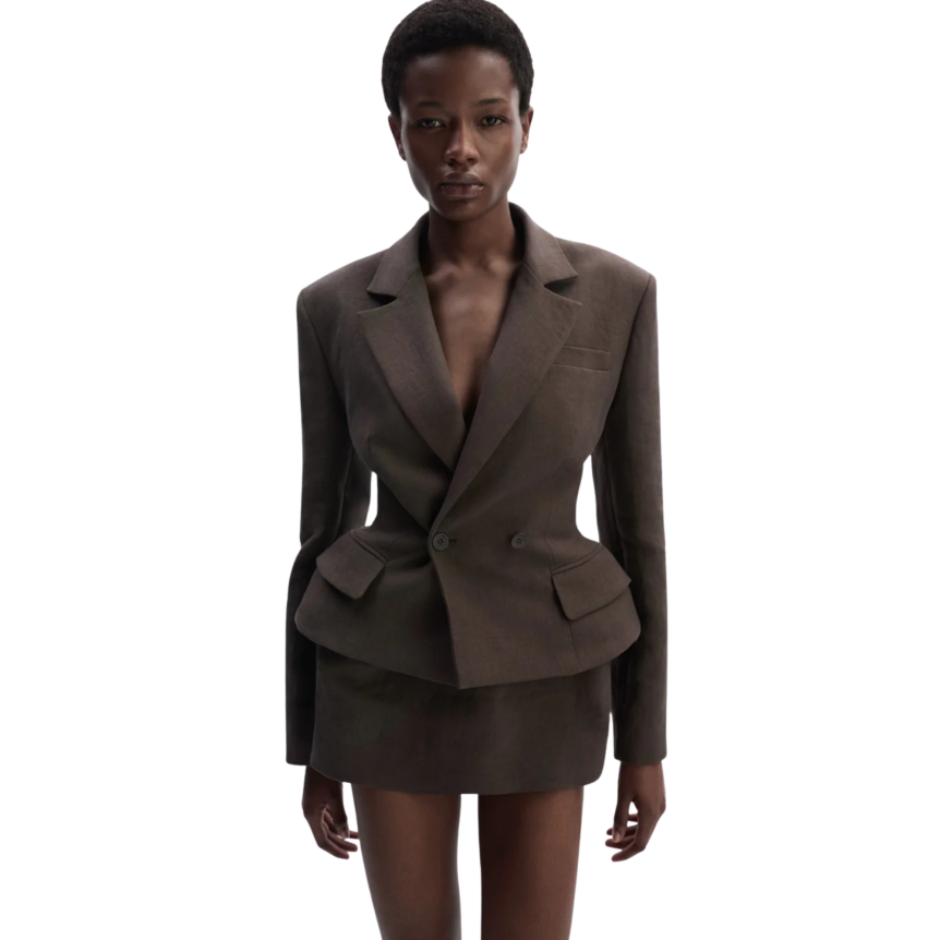 Blazer court cintré MAGDA BUTRYM lin marron