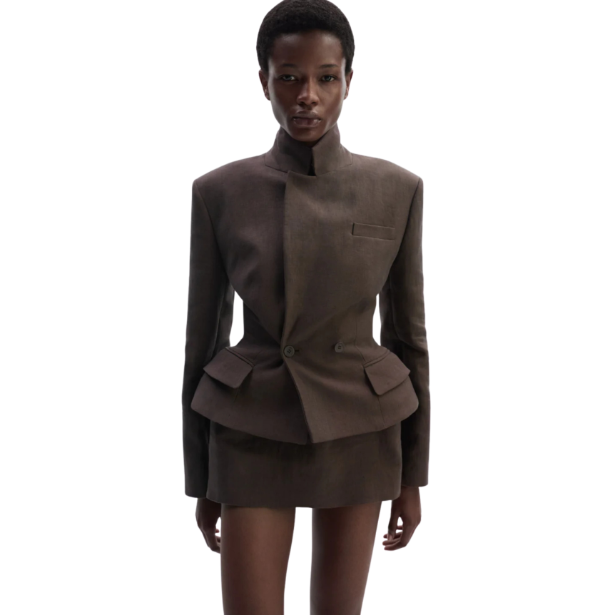 Blazer court cintré MAGDA BUTRYM lin marron
