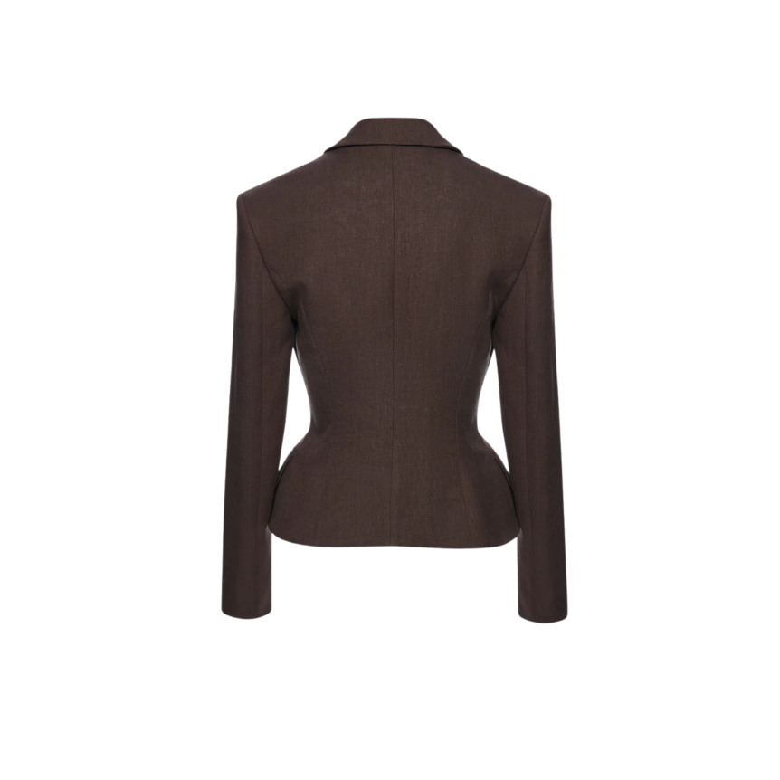 Blazer court cintré MAGDA BUTRYM lin marron