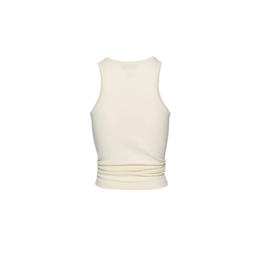 Top Débardeur court MAGDA BUTRYM coton mélangé écru nœud rose taille