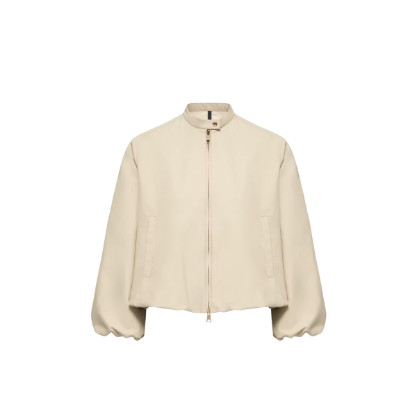 Blouson court zippé MONCLER Gruissan manche ballon coton mélangé beige