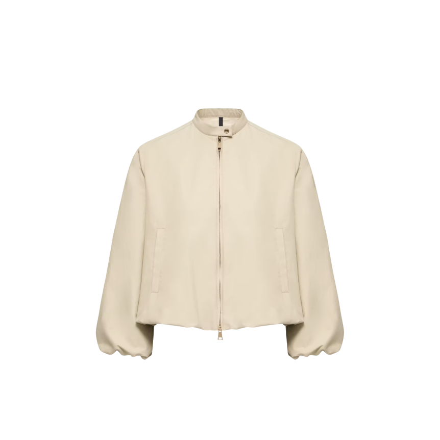 Blouson court zippé MONCLER Gruissan manche ballon coton mélangé beige