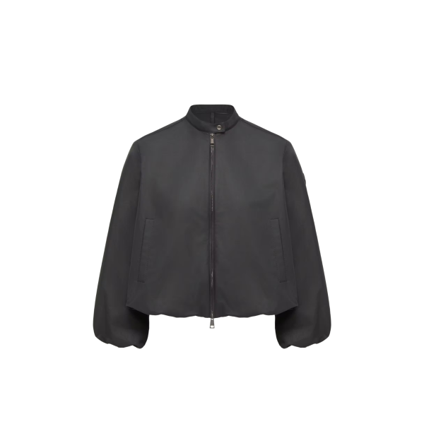 Blouson court zippé MONCLER Gruissan manche ballon coton mélangé noir