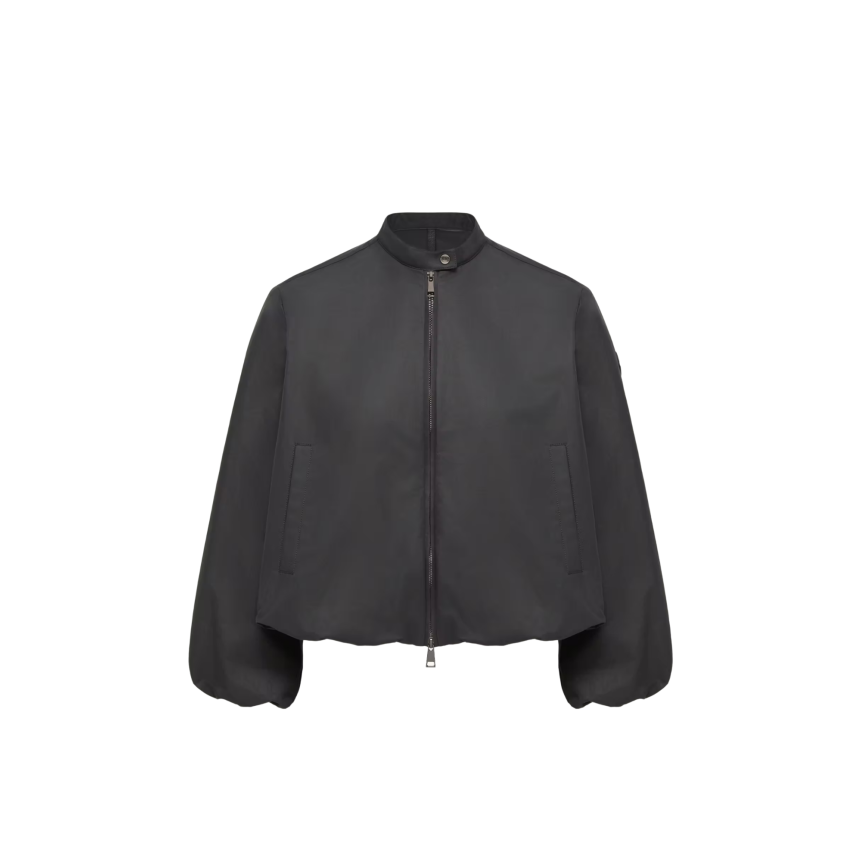 Blouson court zippé MONCLER Gruissan manche ballon coton mélangé noir