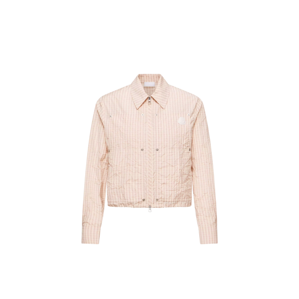 Blouson chemise zip MONCLER  coton mélangé carreaux vichy rose