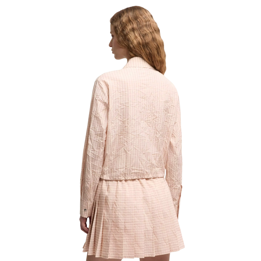 Blouson chemise zip MONCLER  coton mélangé carreaux vichy rose