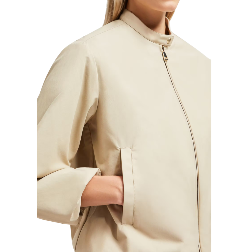 Blouson court zippé MONCLER Gruissan manche ballon coton mélangé beige