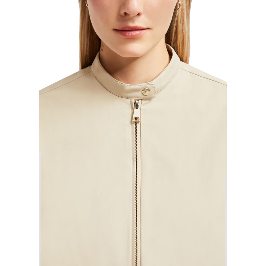 Blouson court zippé MONCLER Gruissan manche ballon coton mélangé beige