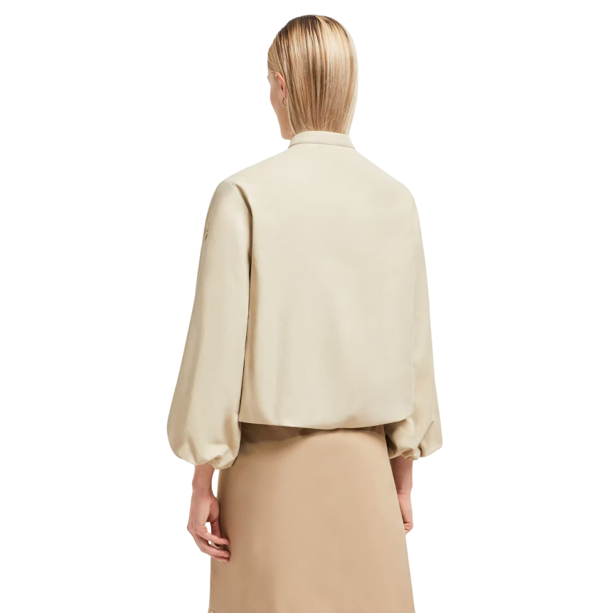 Blouson court zippé MONCLER Gruissan manche ballon coton mélangé beige