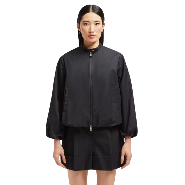Blouson court zippé MONCLER Gruissan manche ballon coton mélangé noir
