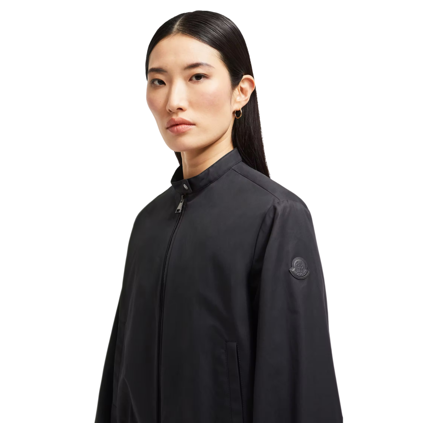 Blouson court zippé MONCLER Gruissan manche ballon coton mélangé noir