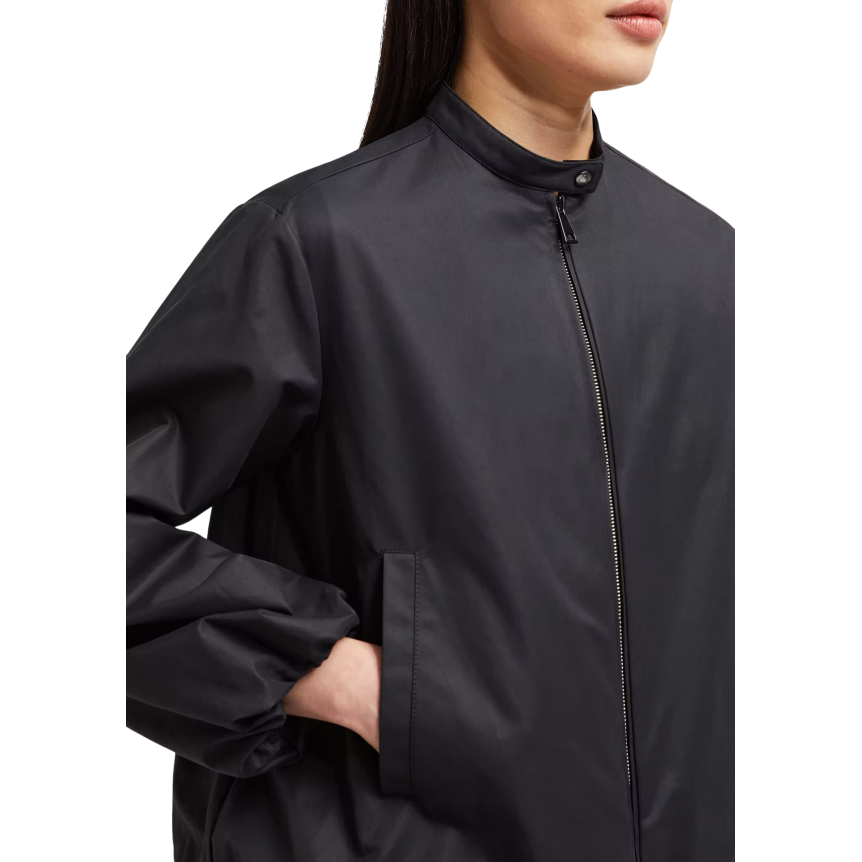 Blouson court zippé MONCLER Gruissan manche ballon coton mélangé noir