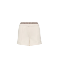 Short coton mélangé écru taille carreaux vichy marron