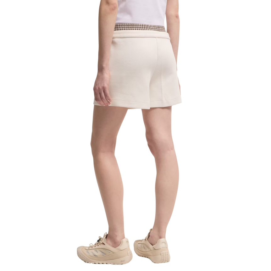 Short MONCLER coton mélangé écru taille carreaux vichy marron