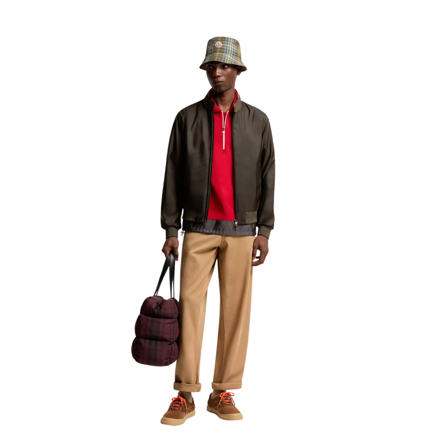 Veste blouson zippé imperméable MONCLER Reppe nylon kaki