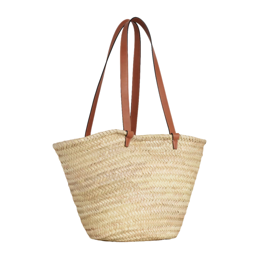 Sac panier CELINE grand format palmier triomphe cuir marron