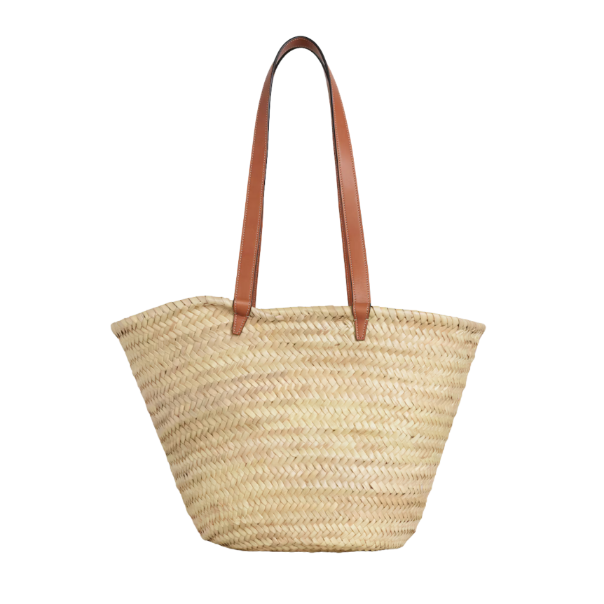 Sac panier CELINE grand format palmier triomphe cuir marron