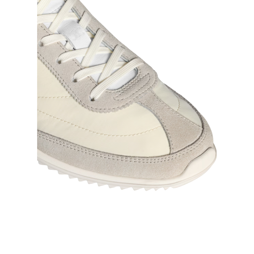 Baskets CELINE Racer daim gris nylon écru broderie logo triomphe