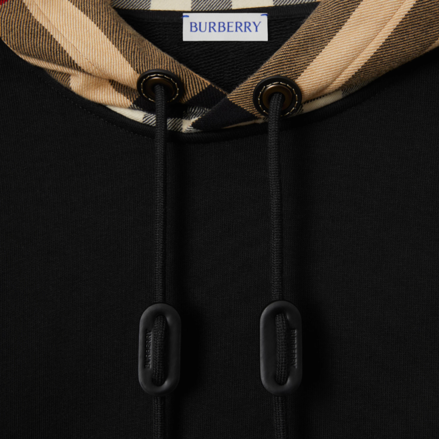 Sweat-shirt hoodie BURBERRY Samuel coton noir capuche flanelle carreaux Burberry Check beige