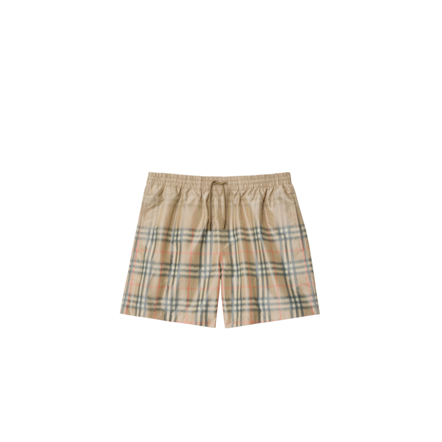 Short de bain BURBERRY Seb nylon Gradient Check beige