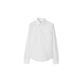 Chemise droite Sam popeline de coton blanc liseret check beige