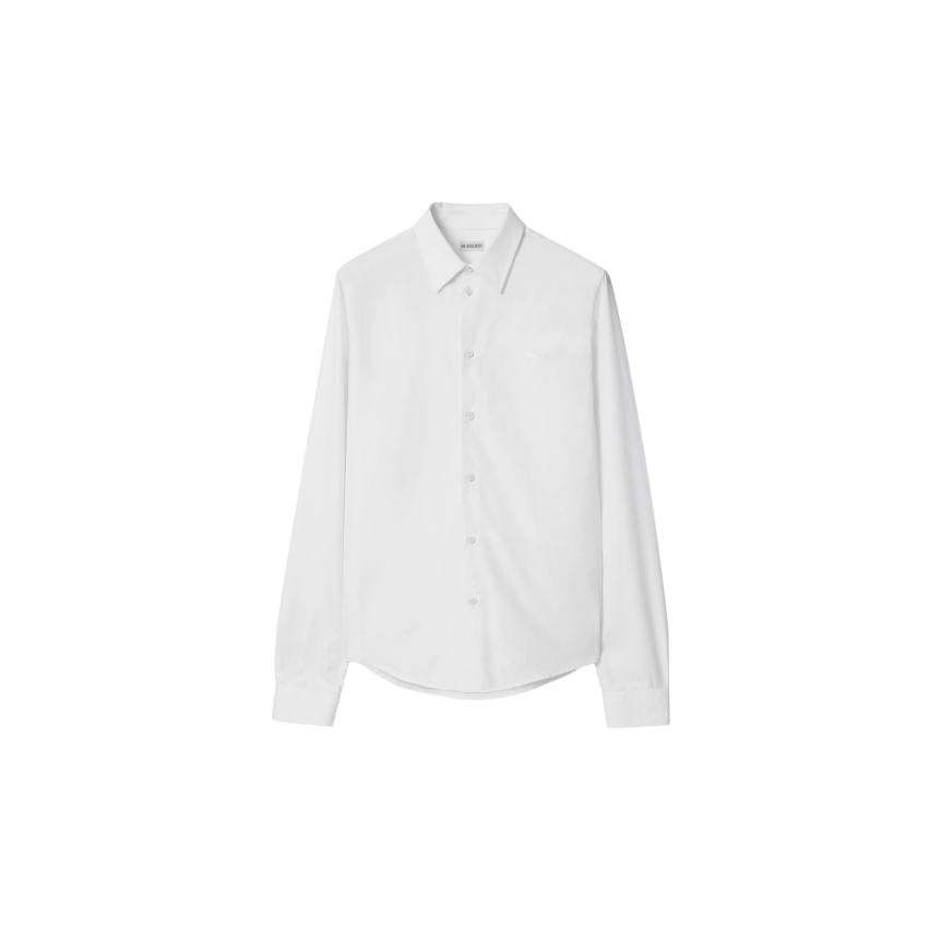 Chemise droite BURBERRY Sam popeline de coton blanc liseret check beige