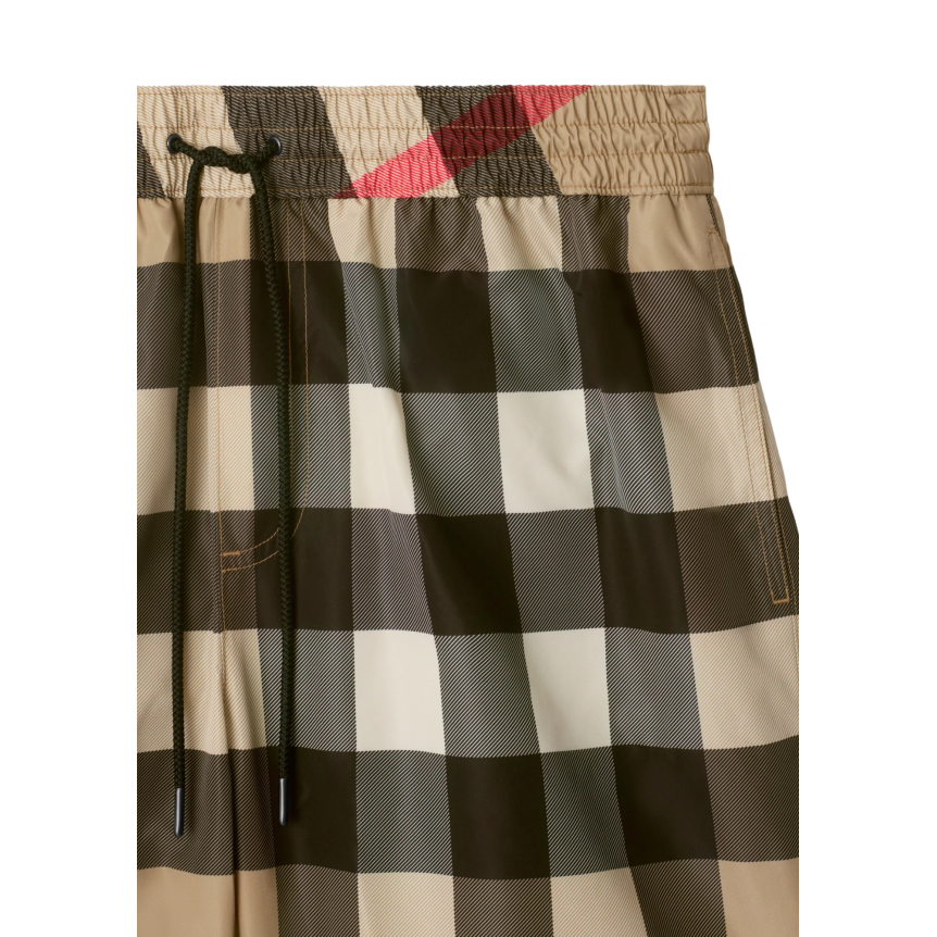 Short de bain BURBERRY Guildes nylon gris check beige