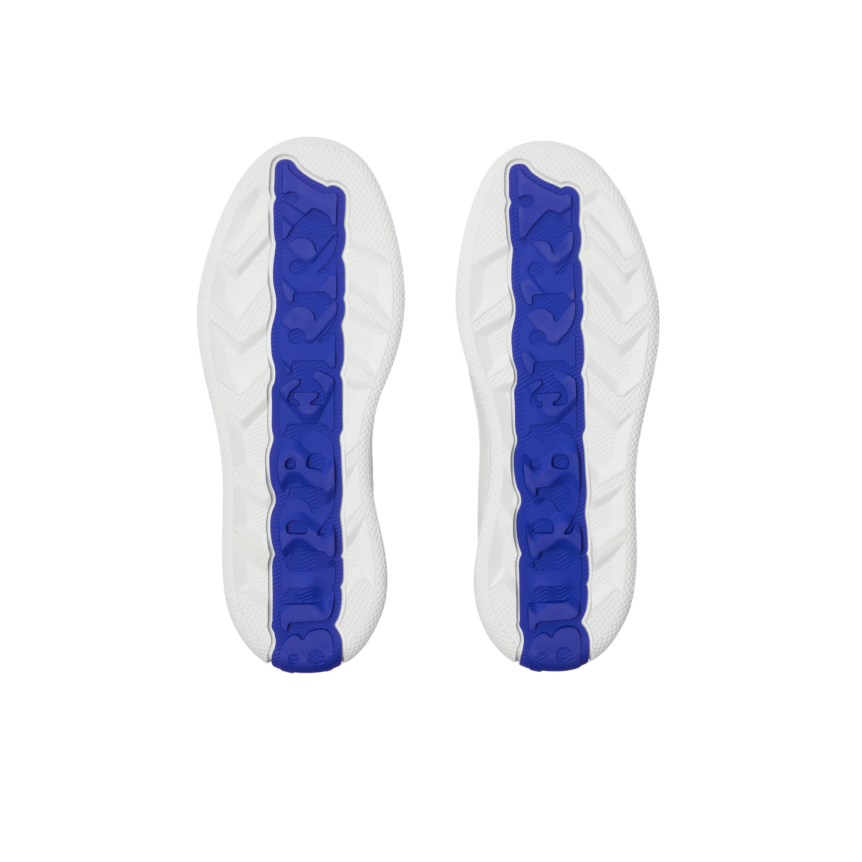 Basket basse sneaker BURBERRY Terrace cuir blanc check beige  languette EDK