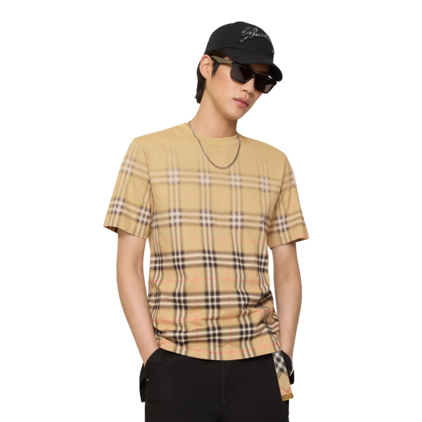 T-shirt col rond Ryan coton beige Gradient Check