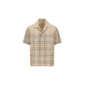 Chemise manche courte Hugh viscose mélangé beige check dégradé