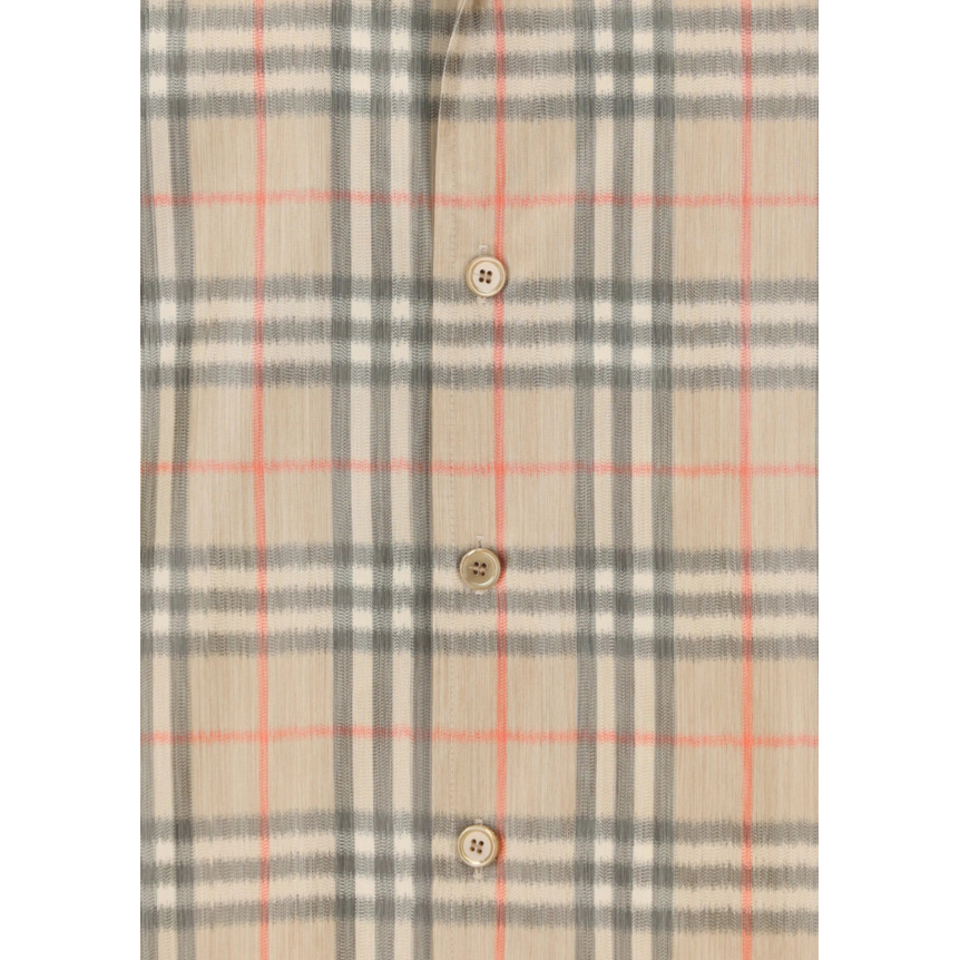 Chemise manche courte Hugh viscose mélangé beige check dégradé