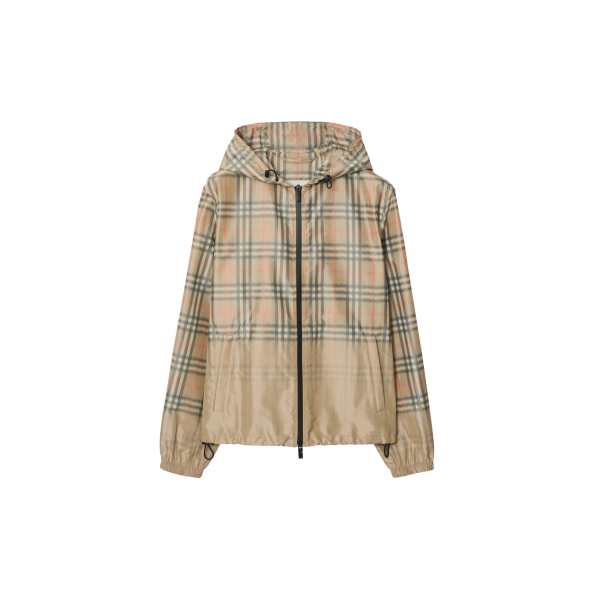 Blouson Veste à capuche BURBERRY Newport nylon beige Gradient Check degradé
