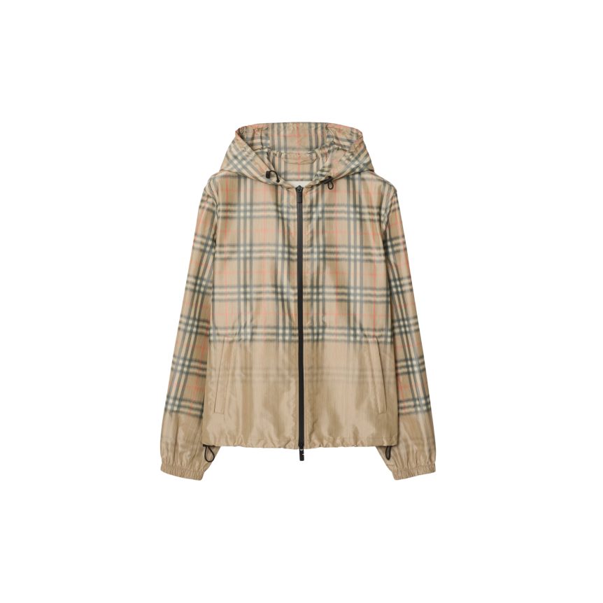 Blouson Veste à capuche BURBERRY Newport nylon beige Gradient Check degradé