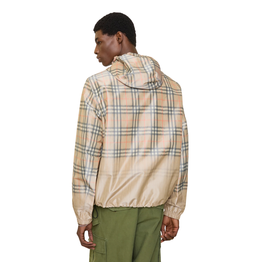 Blouson Veste à capuche BURBERRY Newport nylon beige Gradient Check degradé
