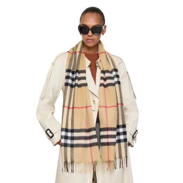 Echarpe BURBERRY cachemire carreaux Check beige
