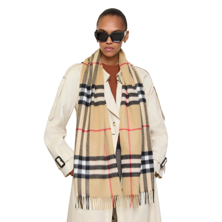 Echarpe BURBERRY cachemire carreaux Check beige