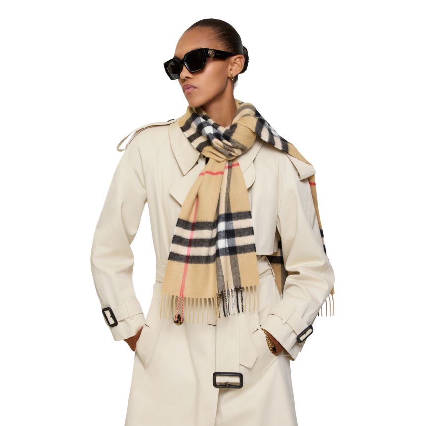 Echarpe BURBERRY cachemire carreaux Check beige