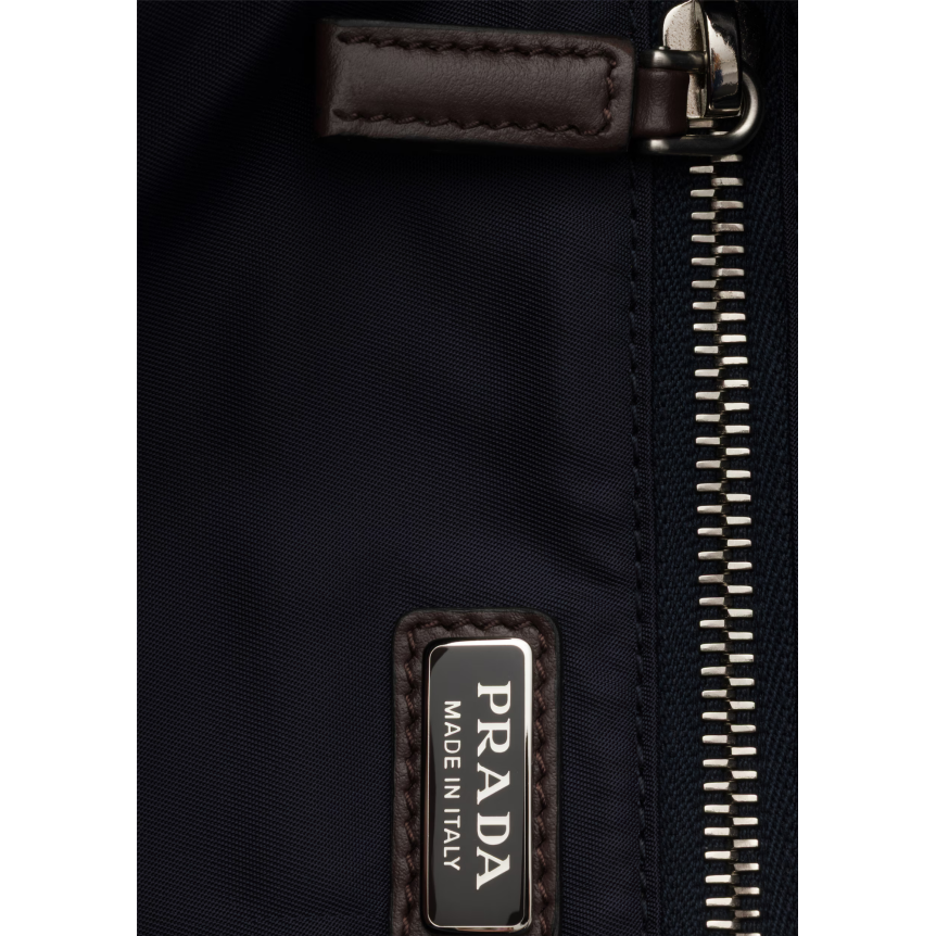 Pochette PRADA Speedrock trousse  zippée Re Nylon bleu marine cuir