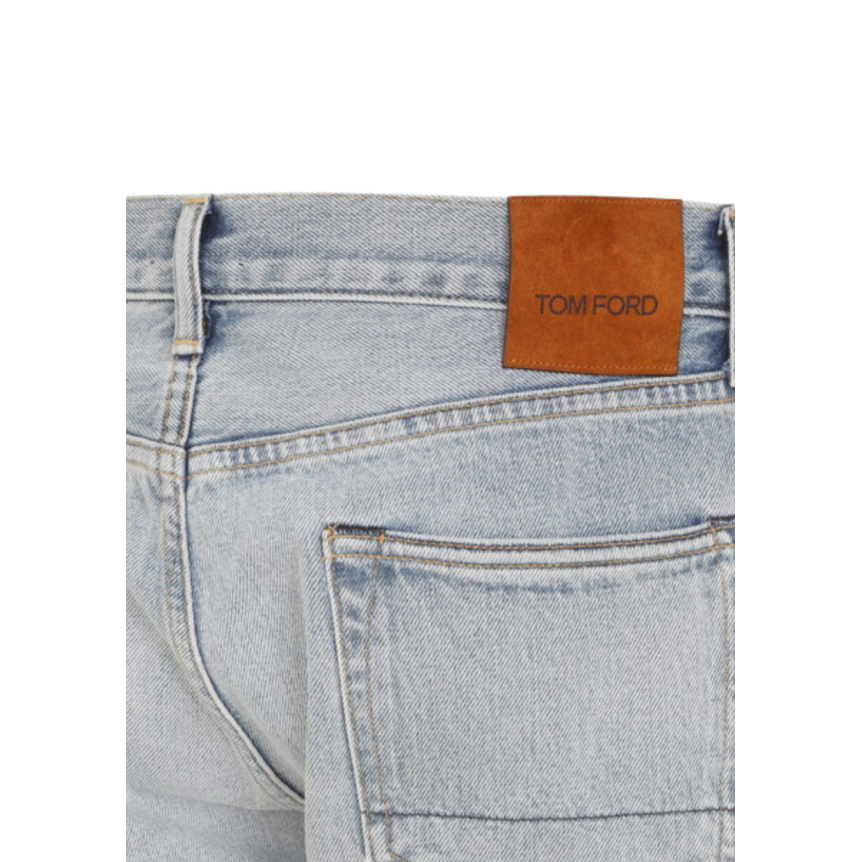 Jean droit TOM FORD coton denim bleu ciel délavé