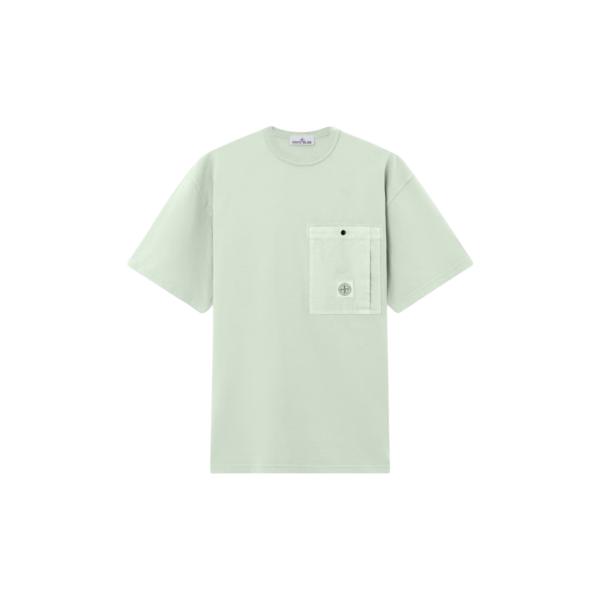 T-shirt manche courte STONE ISLAND jersey coton bio vert sauge poche poitrine