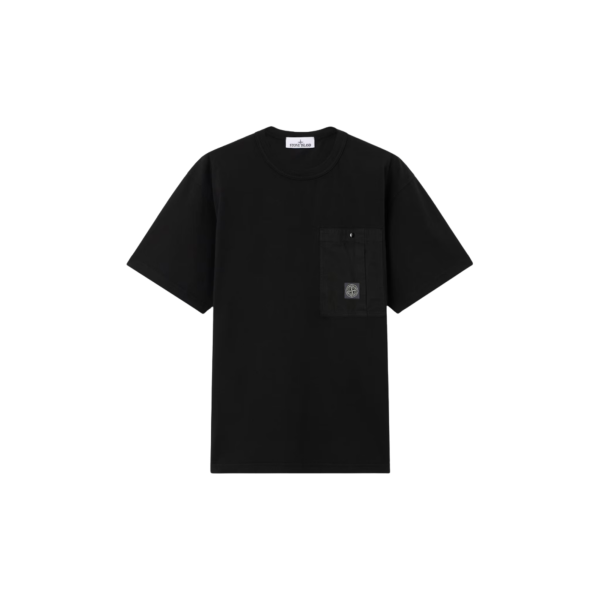 T-shirt manche courte STONE ISLAND jersey coton bio noir poche poitrine