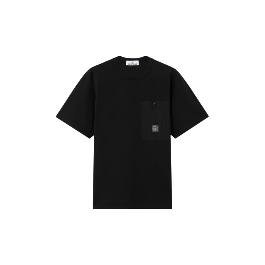 T-shirt manche courte STONE ISLAND jersey coton bio noir poche poitrine