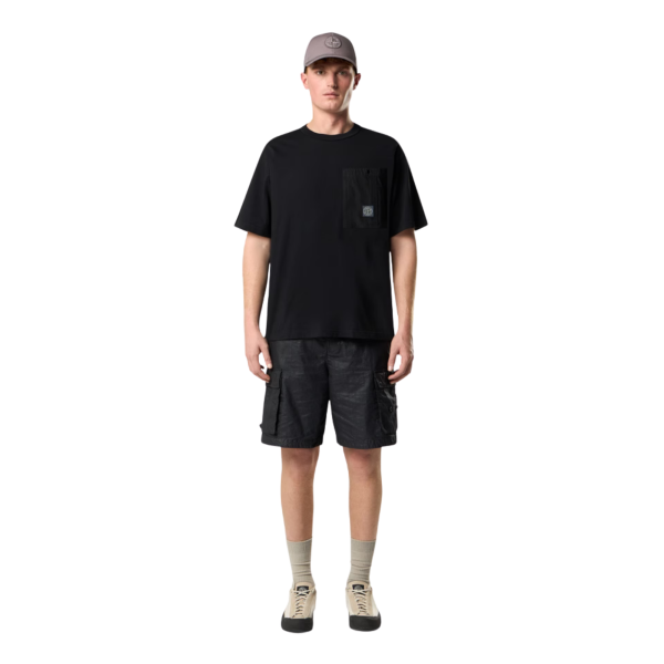 T-shirt manche courte STONE ISLAND jersey coton bio noir poche poitrine