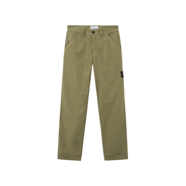 Pantalon STONE ISLAND chino décontracté ripstop mercerisé coton bio kaki