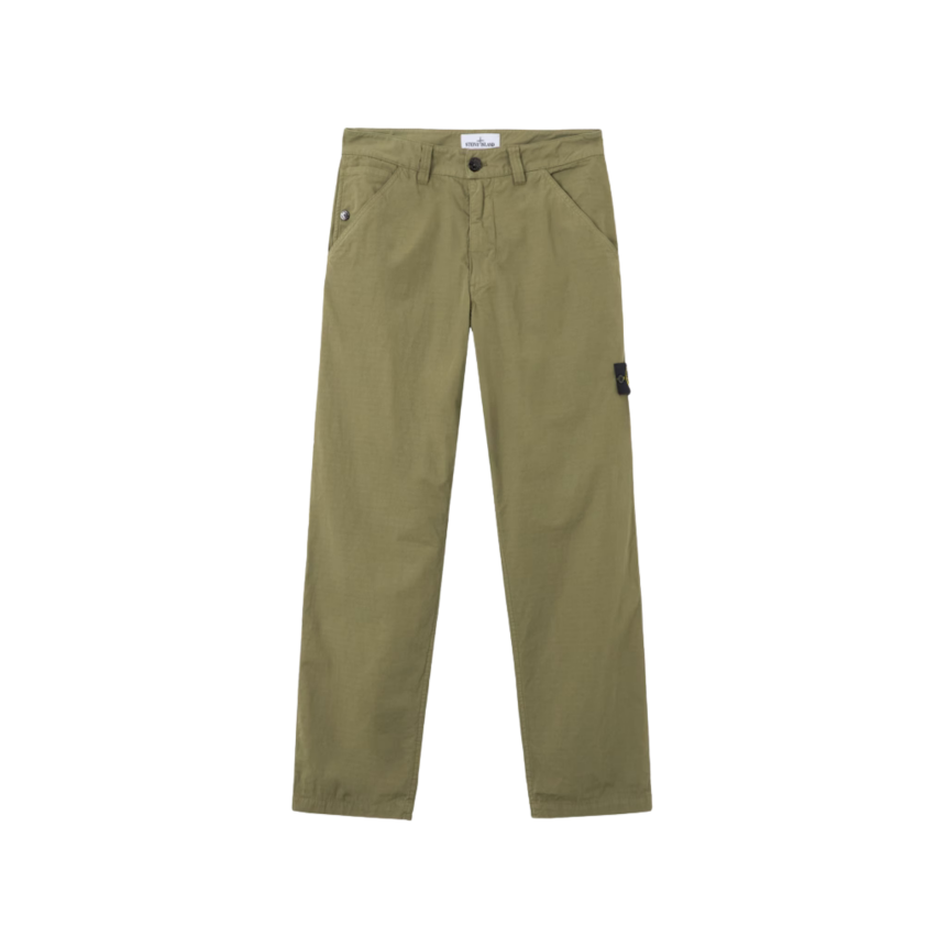 Pantalon STONE ISLAND chino décontracté ripstop mercerisé coton bio kaki