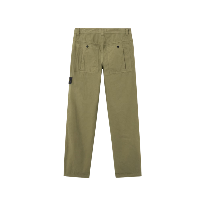 Pantalon STONE ISLAND chino décontracté ripstop mercerisé coton bio kaki