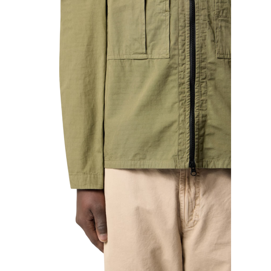 Surchemise veste zippée STONE ISLAND ripstop coton bio kaki poches poitrine